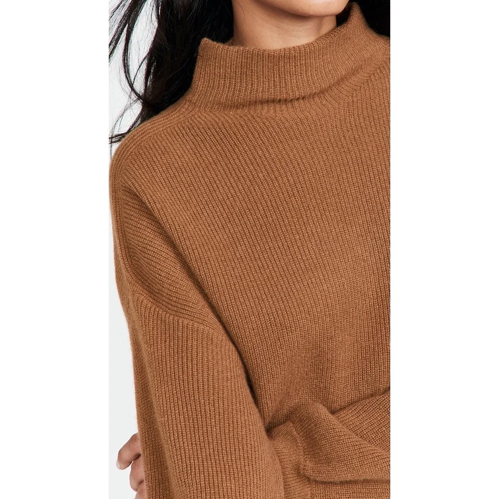 Alice + Olivia Caprice Oversized Cashmere Brown Turtleneck Sweater Top